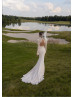Long Sleeves Ivory Allover Lace Keyhole Back Wedding Dress